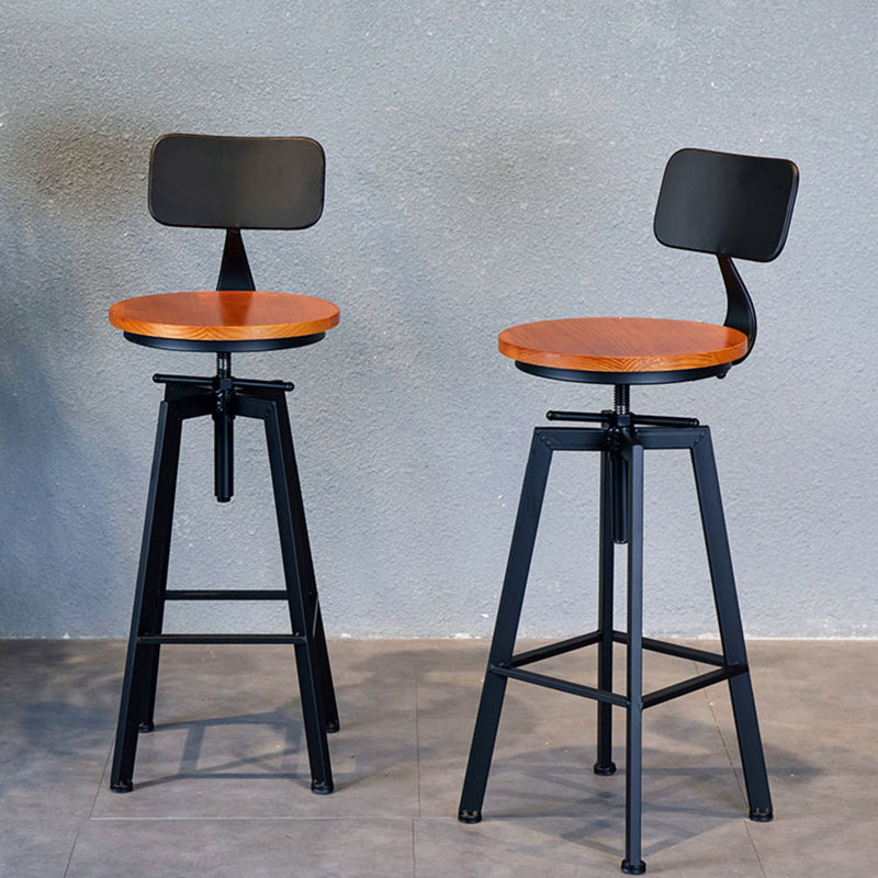 Swivel Solid Wood Bar Stool Adjustable Height Industrial Barstool for Coffee Shop
