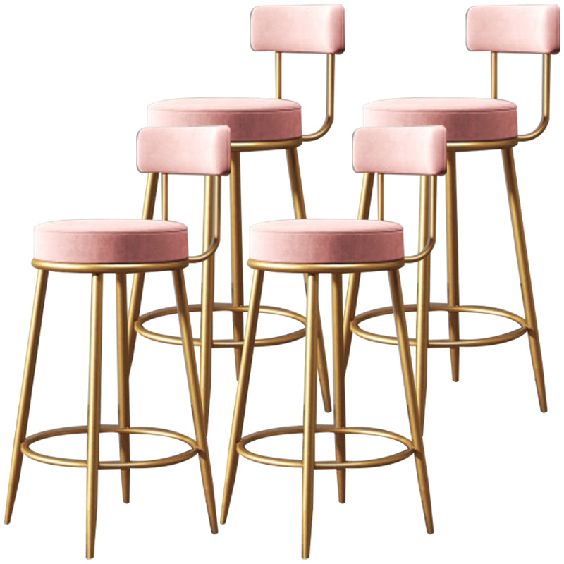 Nordic Velvet Cushion Barstool Gold 4 Legs Bar Stool for Indoor