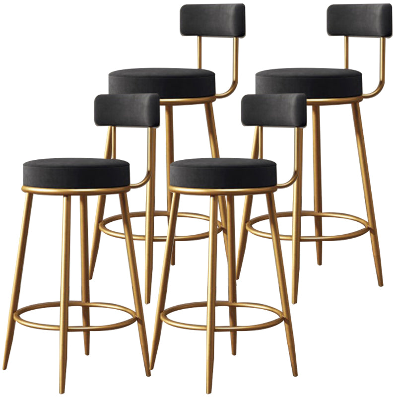 Nordic Velvet Cushion Barstool Gold 4 Legs Bar Stool for Indoor