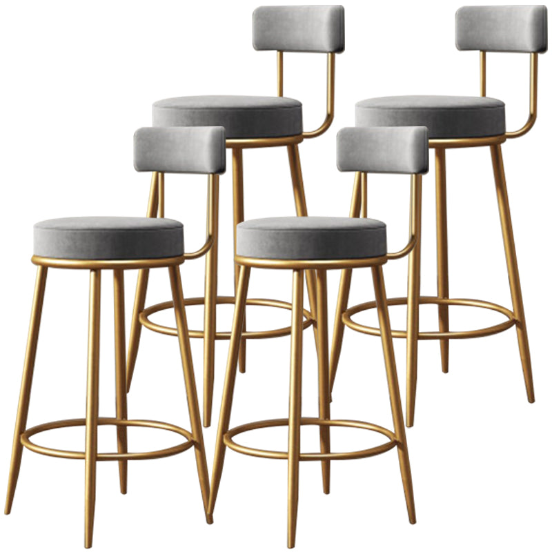 Nordic Velvet Cushion Barstool Gold 4 Legs Bar Stool for Indoor