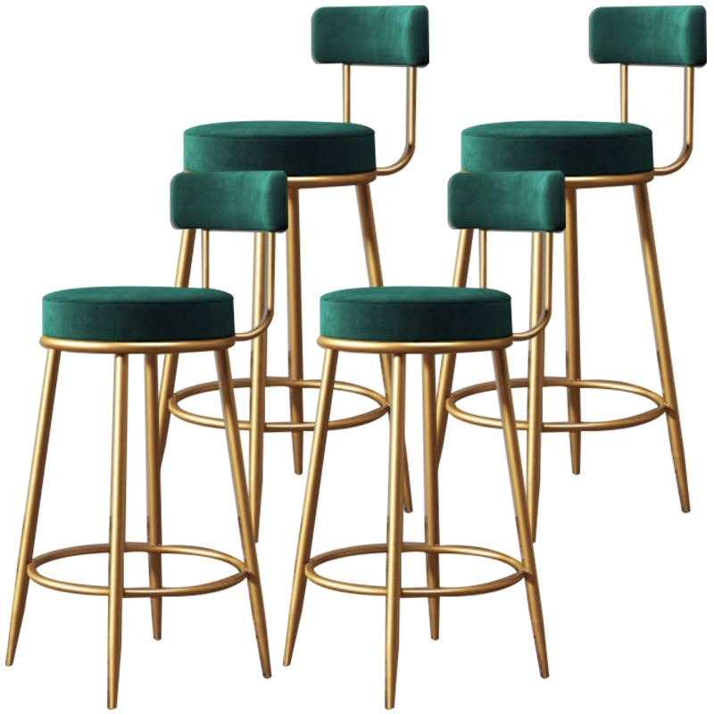 Nordic Velvet Cushion Barstool Gold 4 Legs Bar Stool for Indoor