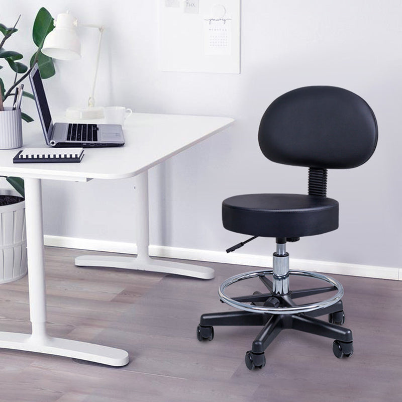 1 Pcs Scandinavian Adjustable Height Counter Stools Metal Black Bar Stools with Footrest