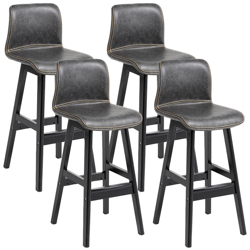 Barhocker im skandinavischen Stil, quadratischer Ledersitz, Thekenstuhl für die Küchenbar