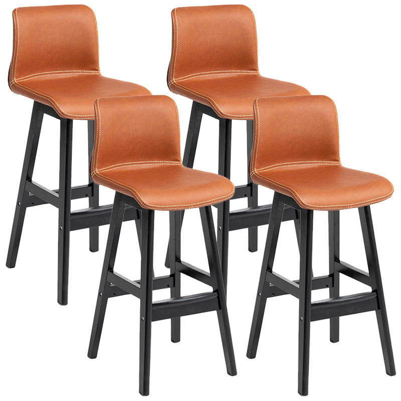 Barhocker im skandinavischen Stil, quadratischer Ledersitz, Thekenstuhl für die Küchenbar