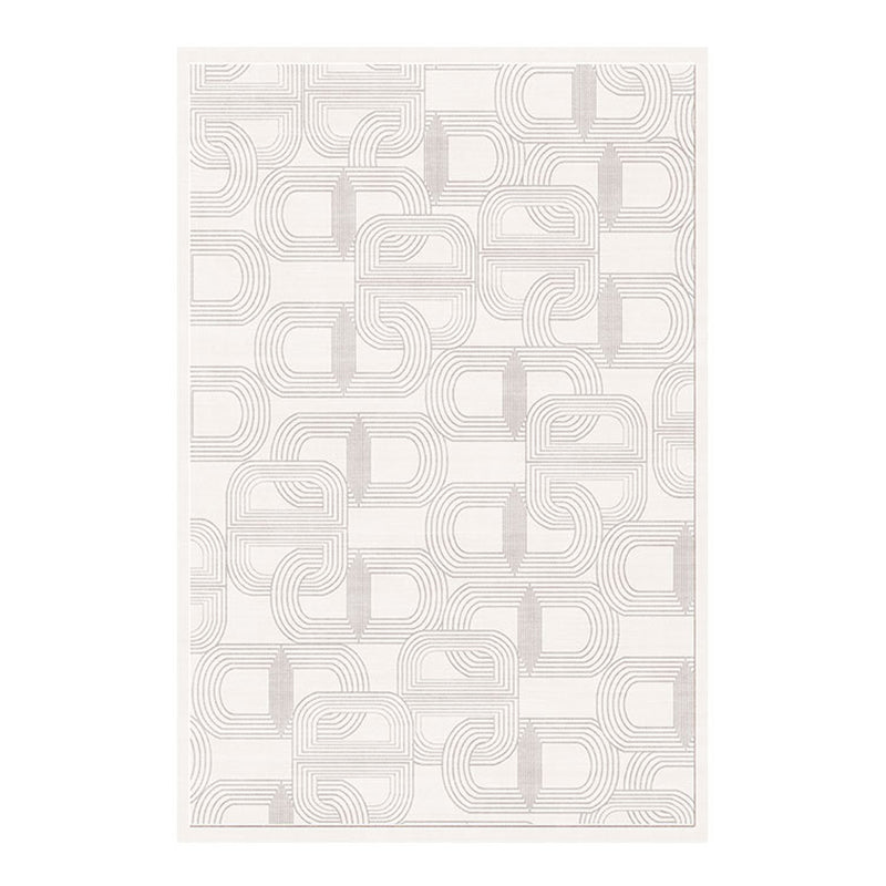 White Random Stripe Rug Polyester Modern Rug Washable Rug for Home Decor