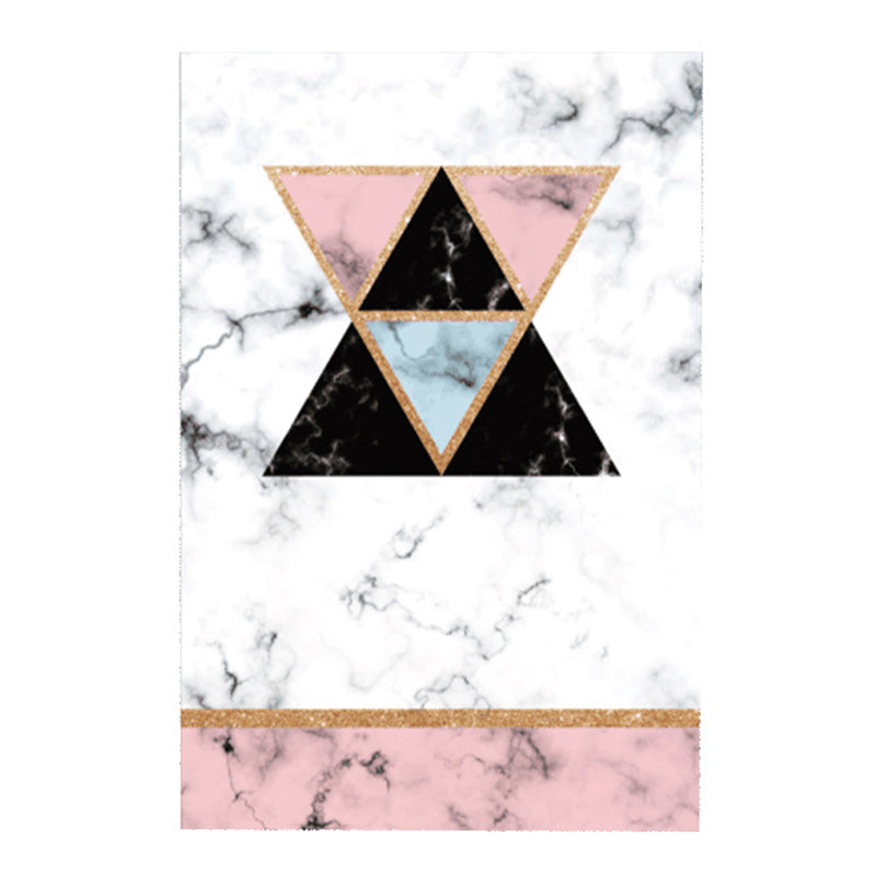 Pink Geometric Rug Polyester Modern Rug Stain Resistant Rug for Home Decoration