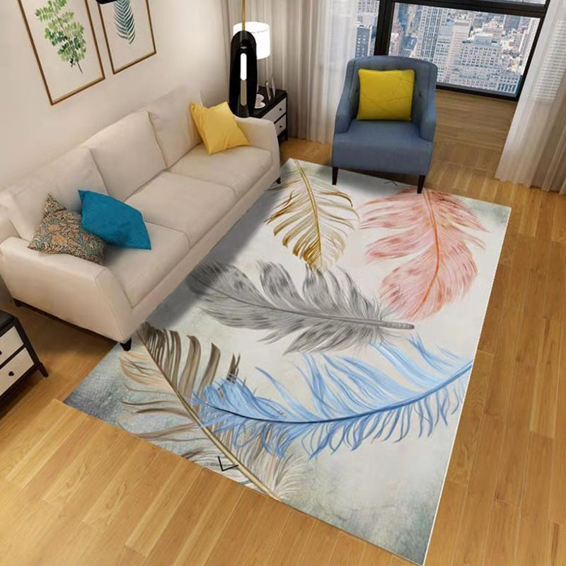 Gold Feather Carpet Polyester Simplicity Carpet Stain Resistant Carpet for Home Decor