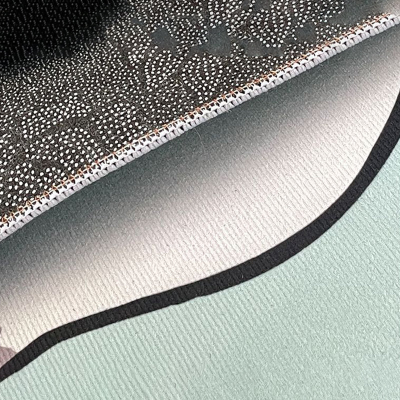 White Graphic Rug Polyester Modern Rug Stain Resistant Rug for Living Room