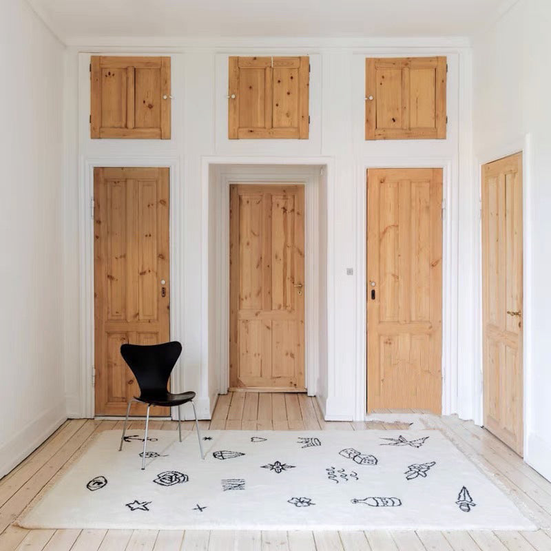 Witte korte slagen tapijten Polyester modern tapijt wasbaar tapijt voor woonkamer