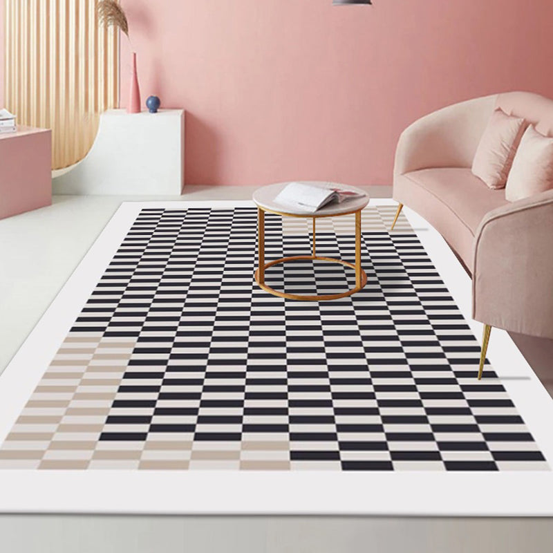 Rapis moderne Black MODER POLYESTER Tapis lavable pour le salon