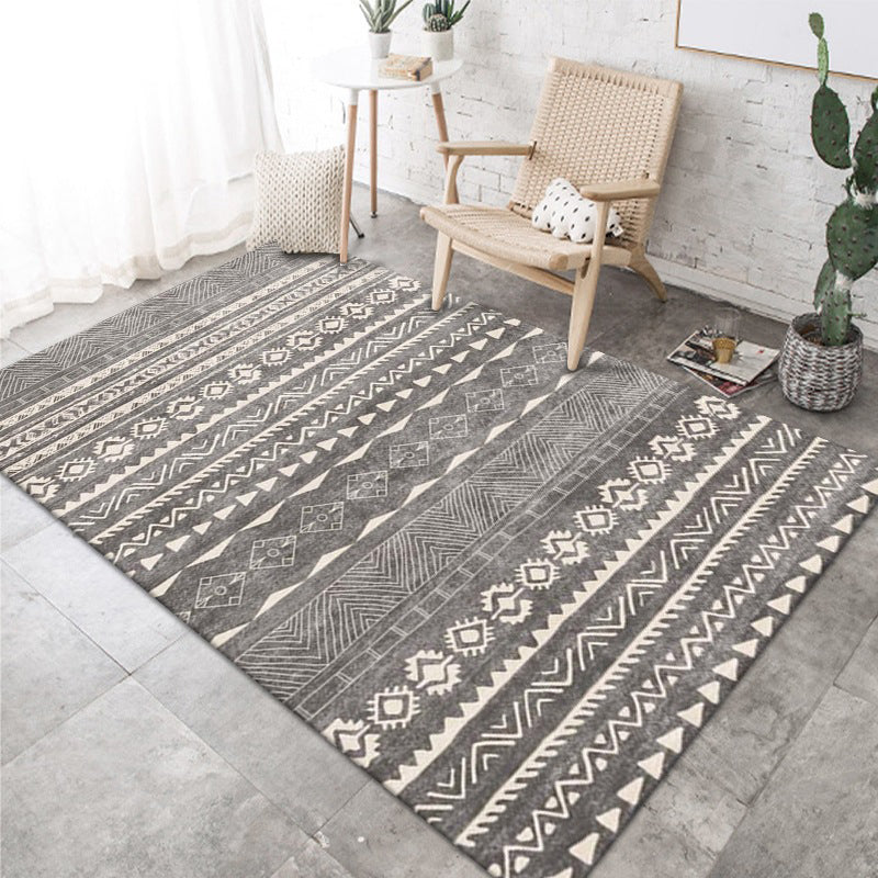 Bedroom Carpet Morocco Print Indoor Rug Polyester Area Rug with Non-Slip Backing