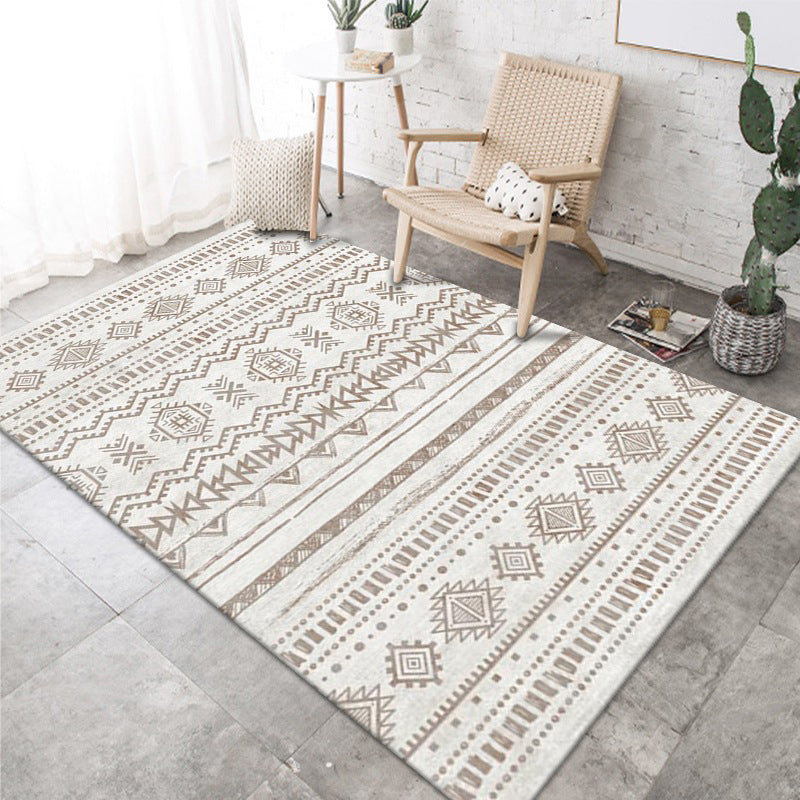 Bedroom Carpet Morocco Print Indoor Rug Polyester Area Rug with Non-Slip Backing