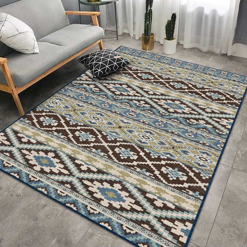 Bedroom Carpet Morocco Print Indoor Rug Polyester Area Rug with Non-Slip Backing