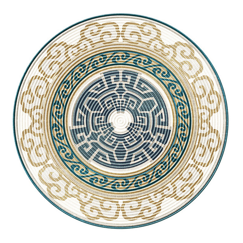 Printing Pattern Rug Polyester Round Carpet Non-Slip Backing Area Rug for Home Decoration