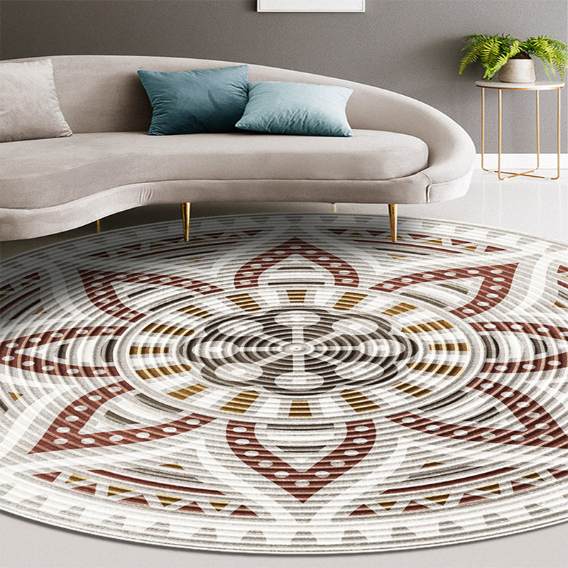 Printing Pattern Rug Polyester Round Carpet Non-Slip Backing Area Rug for Home Decoration