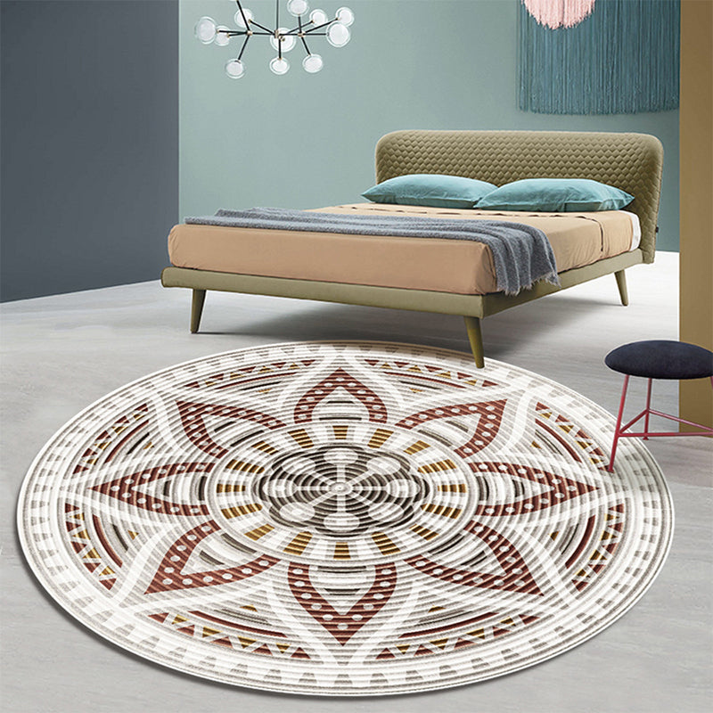 Printing Pattern Rug Polyester Round Carpet Non-Slip Backing Area Rug for Home Decoration