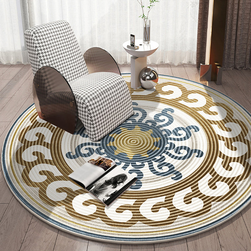 Printing Pattern Rug Polyester Round Carpet Non-Slip Backing Area Rug for Home Decoration