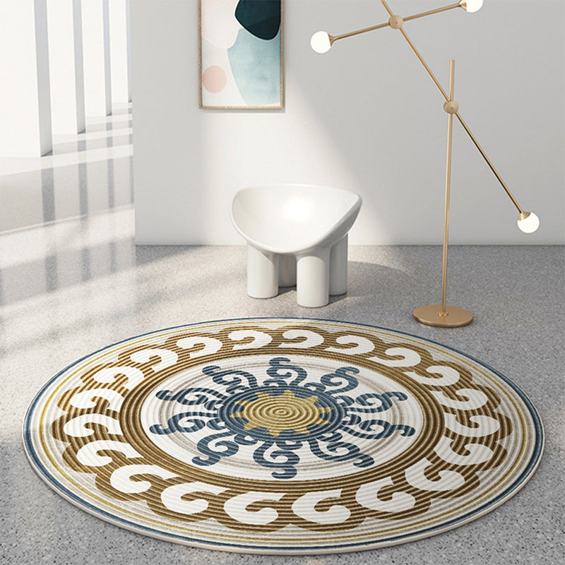 Printing Pattern Rug Polyester Round Carpet Non-Slip Backing Area Rug for Home Decoration