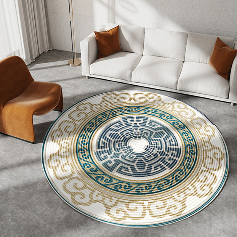 Printing Pattern Rug Polyester Round Carpet Non-Slip Backing Area Rug for Home Decoration