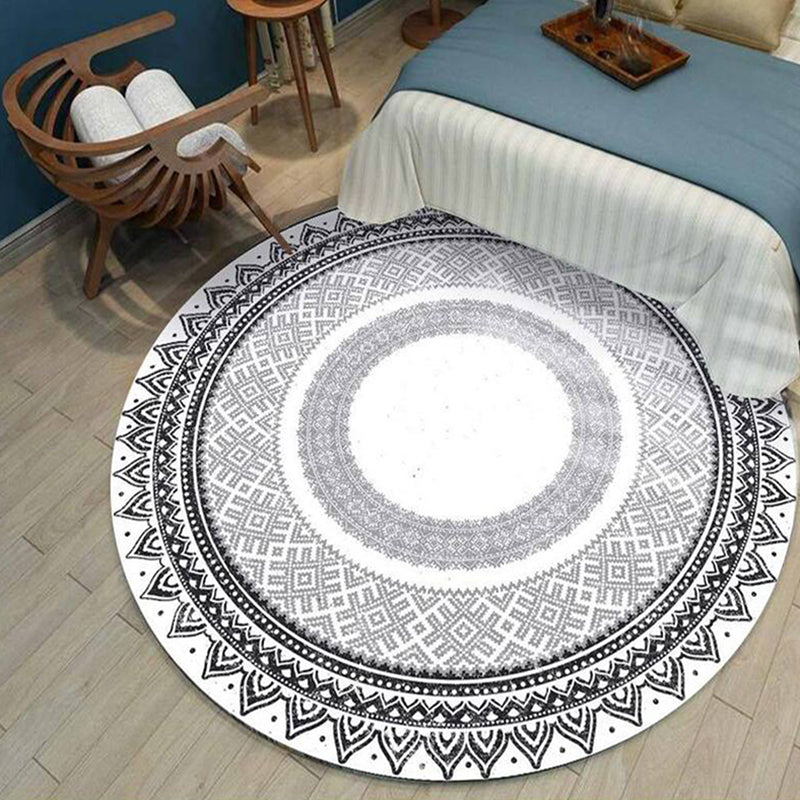Moroccan Style Rug Polyester Area Carpet Non-Slip Backing Indoor Rug