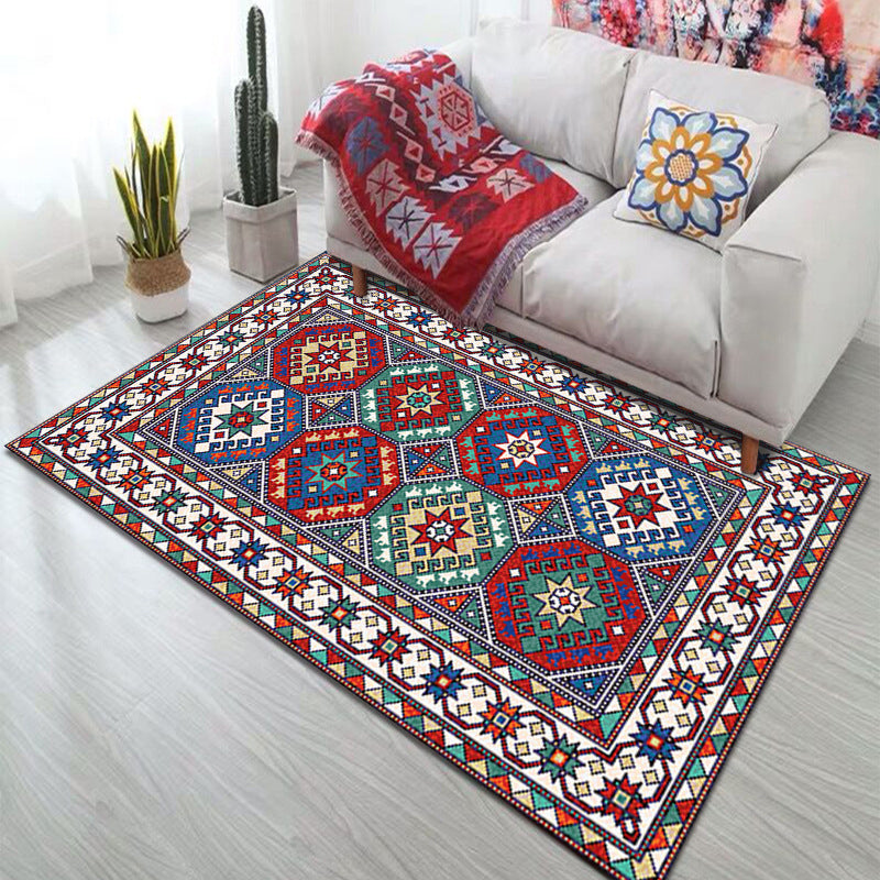 Boho Print Carpet Polyester Area Rug Stain Resistant Rug for Home Decoration