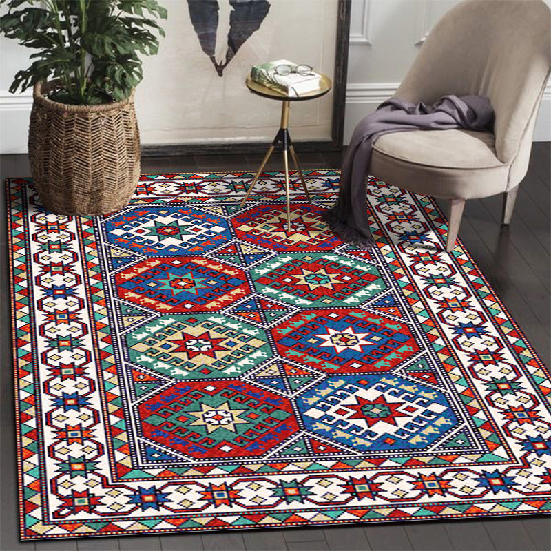 Boho Print Carpet Polyester Area Rug Stain Resistant Rug for Home Decoration