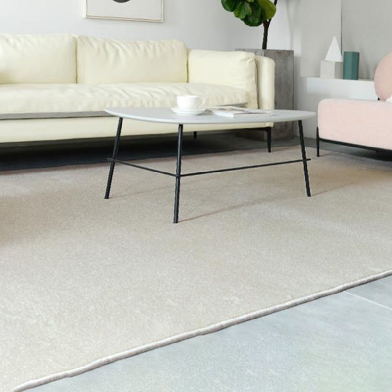 Beige Rug Polyester Area Carpet Anti-Slip Easy Care Rug for Living Room