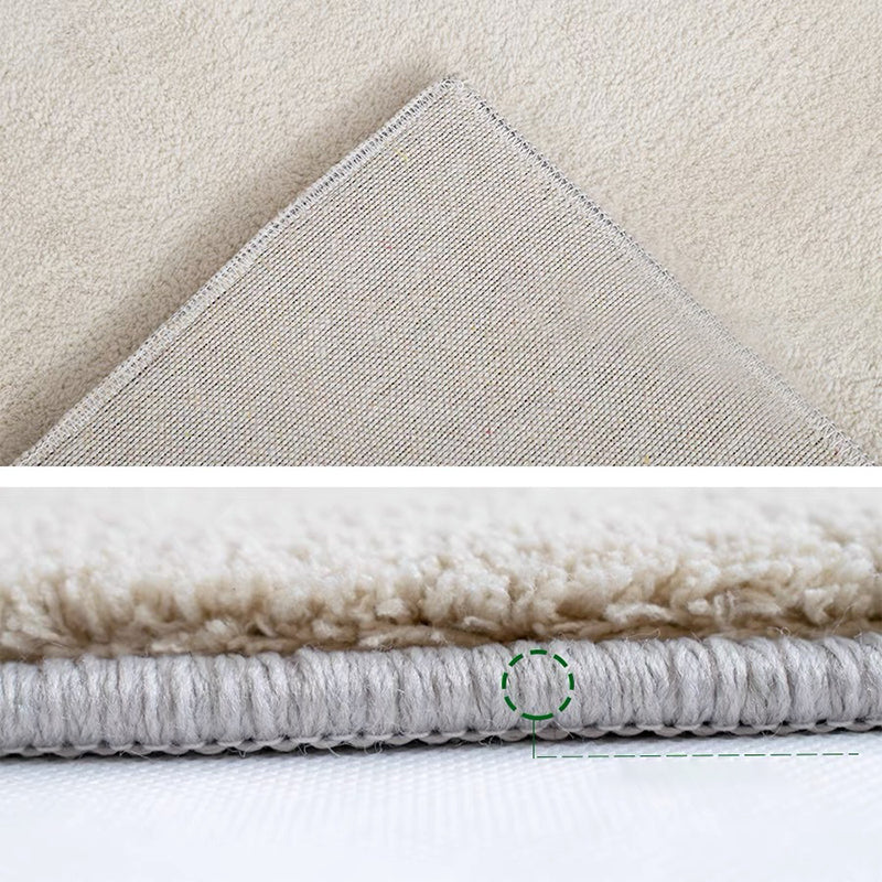 Beige Rug Polyester Area Carpet Anti-Slip Easy Care Rug for Living Room