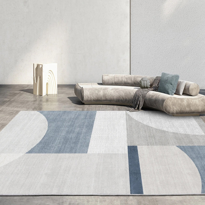 Wabi-sabi Grey Graphic Rug Polyester Modern Rug Washable Rug for Living Room