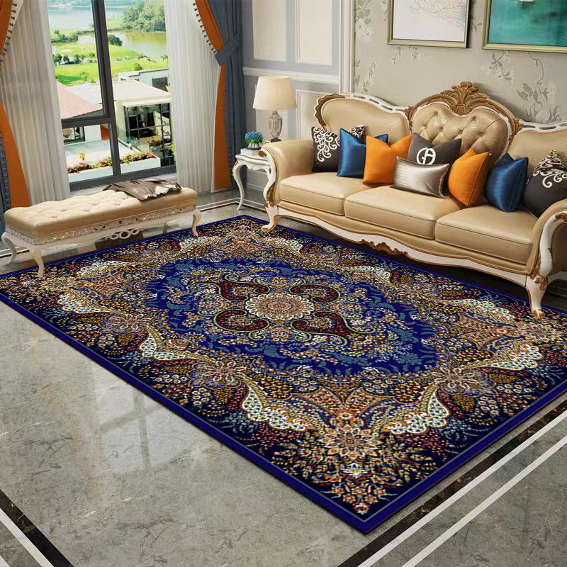 Vintage Bohemian Living Room Rug American Print Polyester Area Carpet Stain Resistant Rug