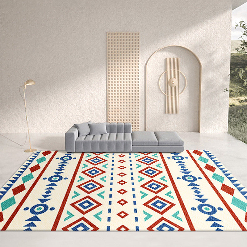 Morocco Area Rug Polyester Tribal Pattern Carpet Anti-Slip Backing Rug for Home Decor