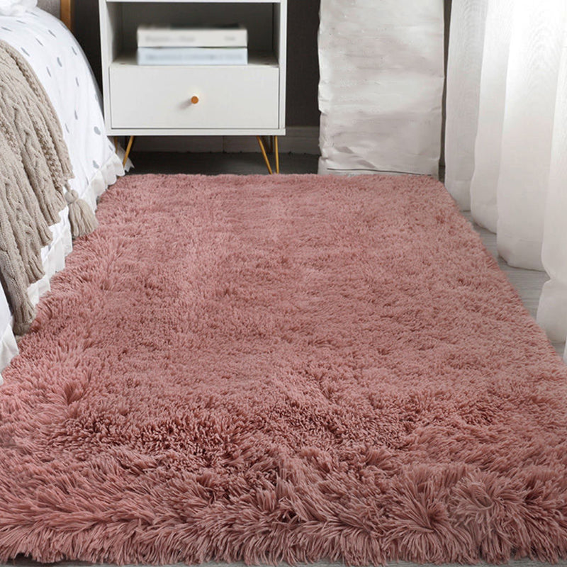 Solid Color Plush Carpet Polyester Casual Rug Washable Rug for Sleeping Room