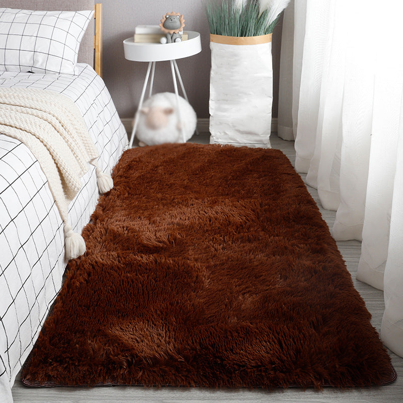 Modern Solid Color Plush Carpet Polyester Casual Rug Washable Rug for Sleeping Room