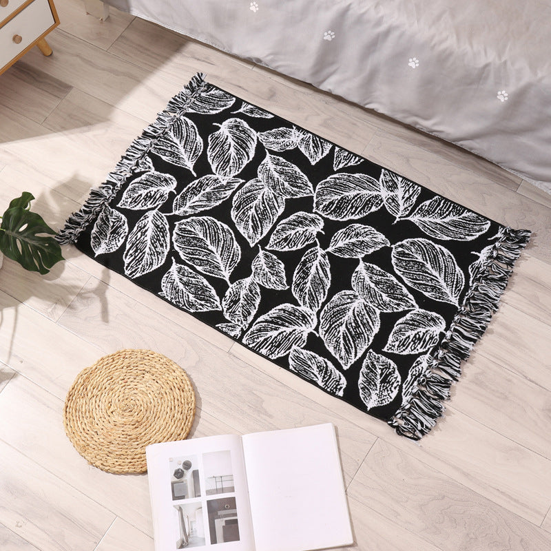 Tapis lavable Tapis Ameicana Print Intérieur Tapis de mélange de coton Tapis avec frange