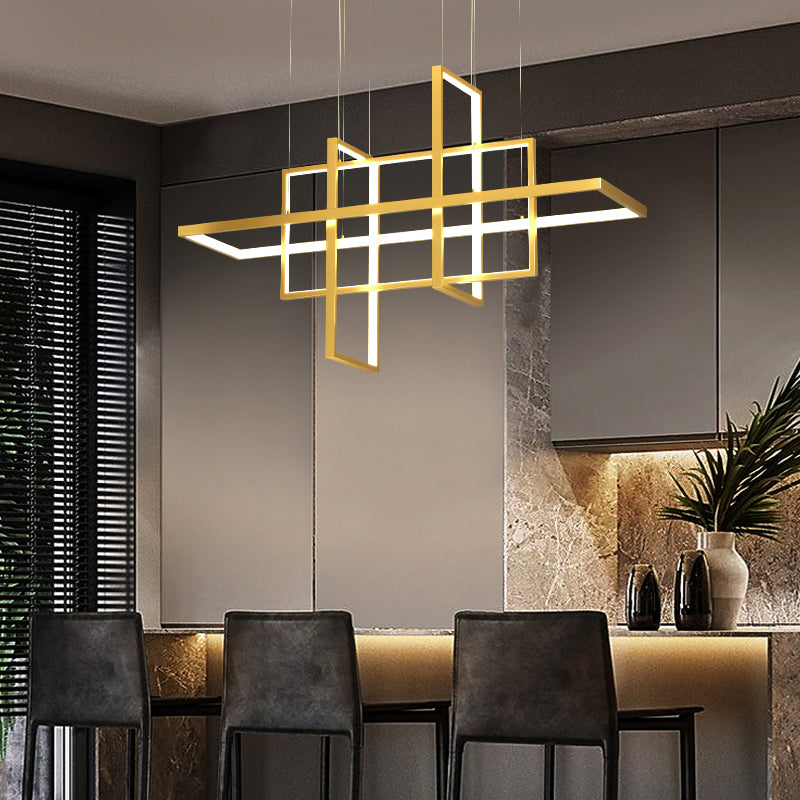 Rectangle Island Lighting Modernism Metal Pendant Light Fixture for Dining Room