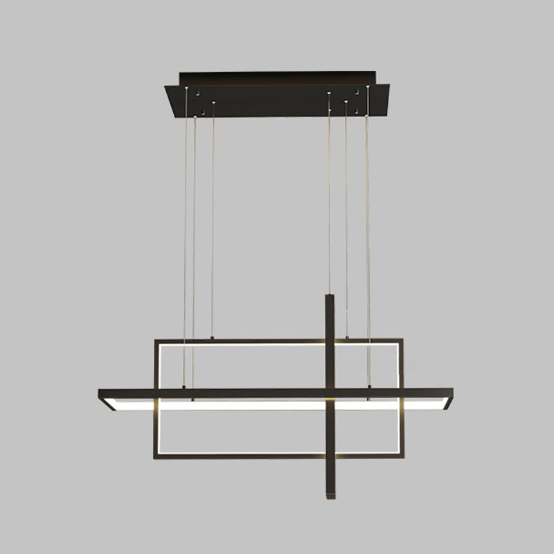 Rectangle Island Lighting Modernism Metal Pendant Light Fixture for Dining Room