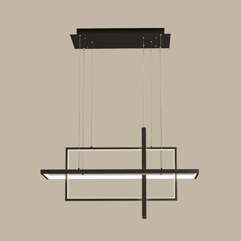 Rectangle Island Lighting Modernism Metal Pendant Light Fixture for Dining Room