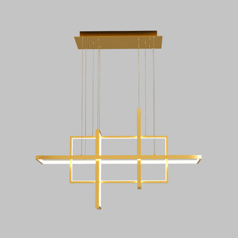Rectangle Island Lighting Modernism Metal Pendant Light Fixture for Dining Room
