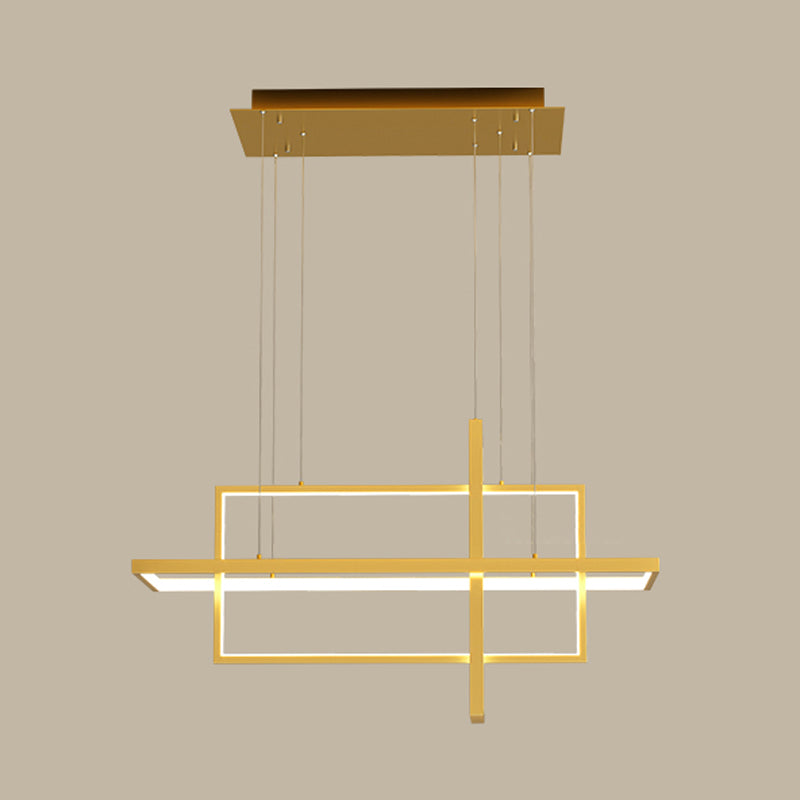 Rectangle Island Lighting Modernism Metal Pendant Light Fixture for Dining Room
