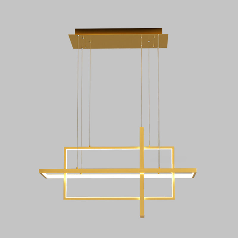 Rectangle Island Lighting Modernism Metal Pendant Light Fixture for Dining Room