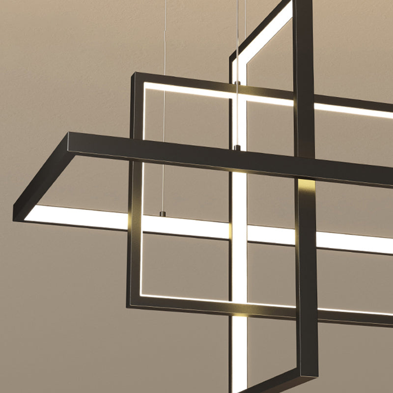 Rectangle Island Lighting Modernism Metal Pendant Light Fixture for Dining Room