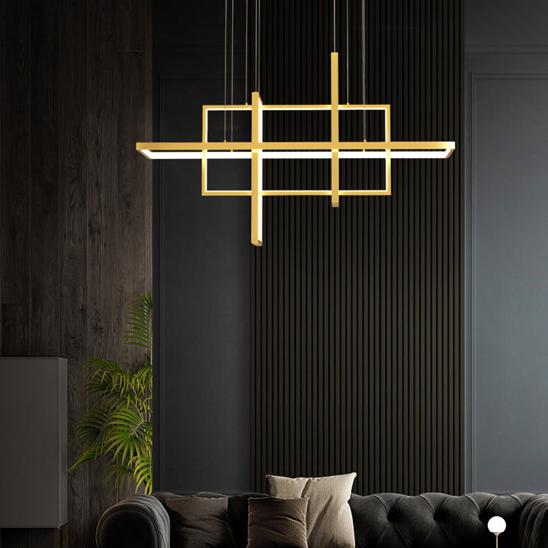 Rectangle Island Lighting Modernism Metal Pendant Light Fixture for Dining Room