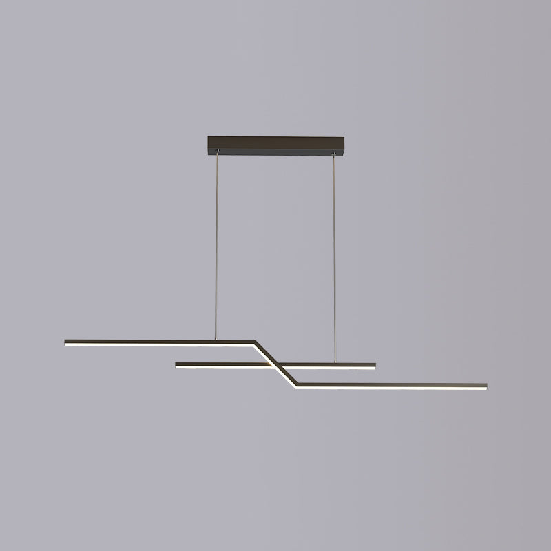 2 Light Linear Island Lighting Modernism Metal Chandelier Light Fixture for Dining Room