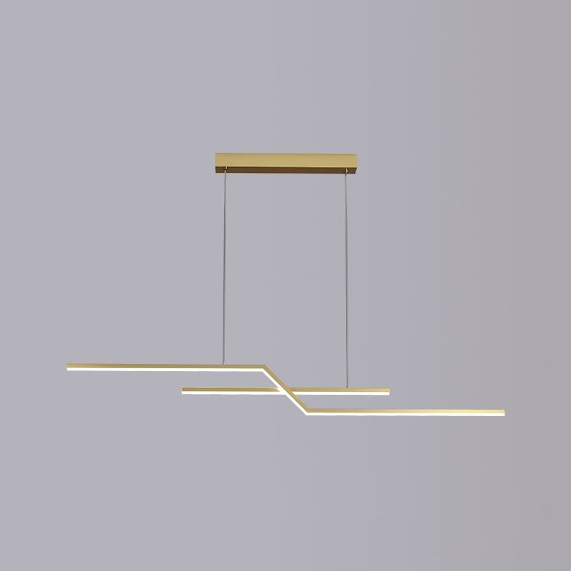 2 Light Linear Island Lighting Modernism Metal Chandelier Light Fixture for Dining Room