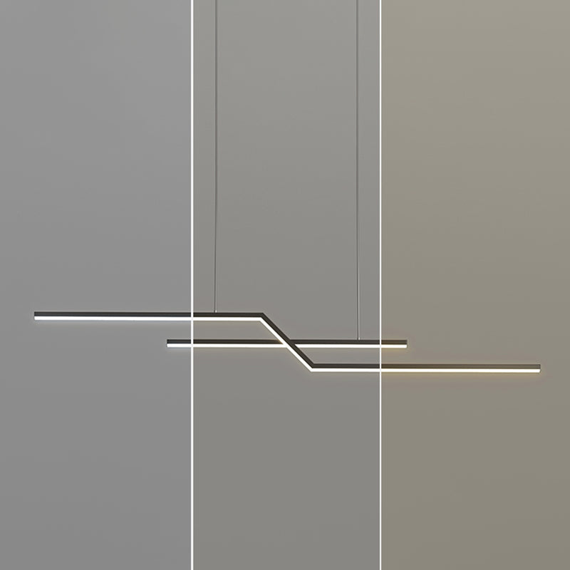 2 Light Linear Island Lighting Modernism Metal Chandelier Light Fixture for Dining Room