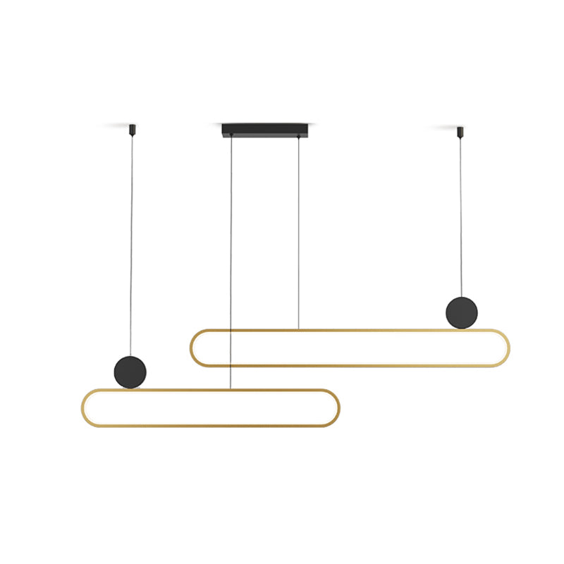 Luces de isla ovalada Modernismo Luz de la isla metal en oro para el comedor