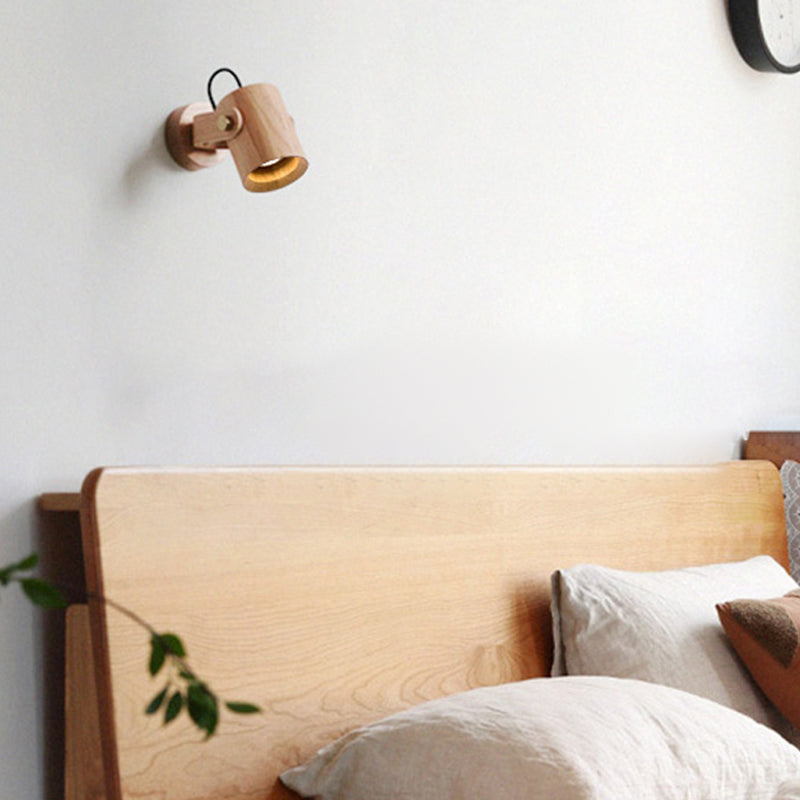 Moderne Stilzylinderwand -Lampen Holz 1 Lichtwandbeleuchtung Armaturen