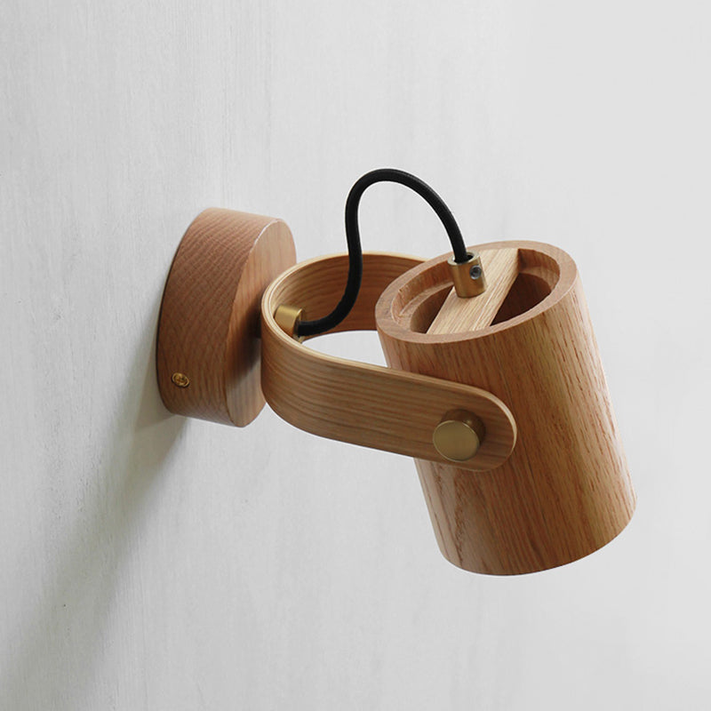 Moderne Stilzylinderwand -Lampen Holz 1 Lichtwandbeleuchtung Armaturen