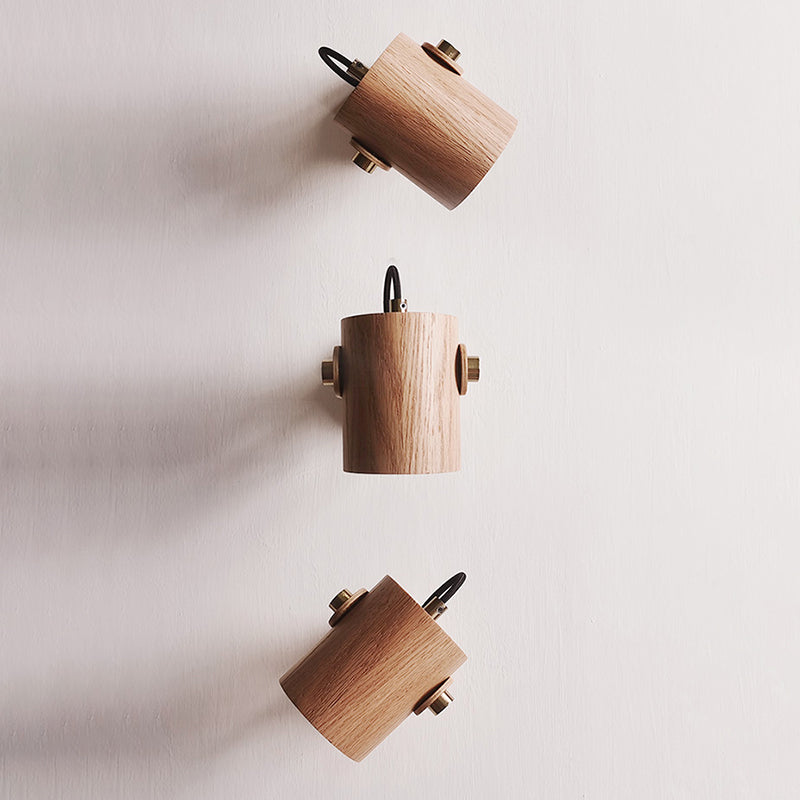 Moderne Stilzylinderwand -Lampen Holz 1 Lichtwandbeleuchtung Armaturen