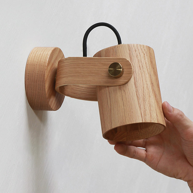 Moderne Stilzylinderwand -Lampen Holz 1 Lichtwandbeleuchtung Armaturen